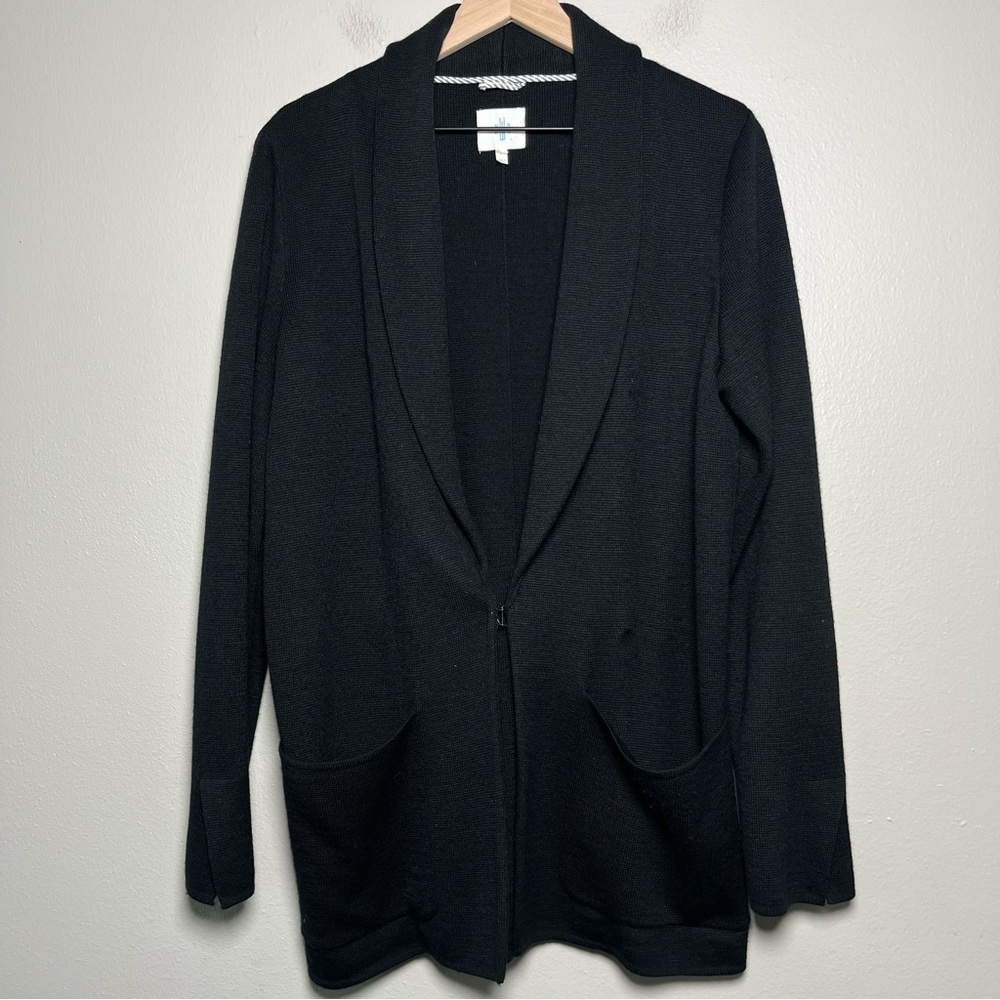 Anthropologie‎ Monogram HWR Women Sweater Blazer Jacket Medium Black Academia